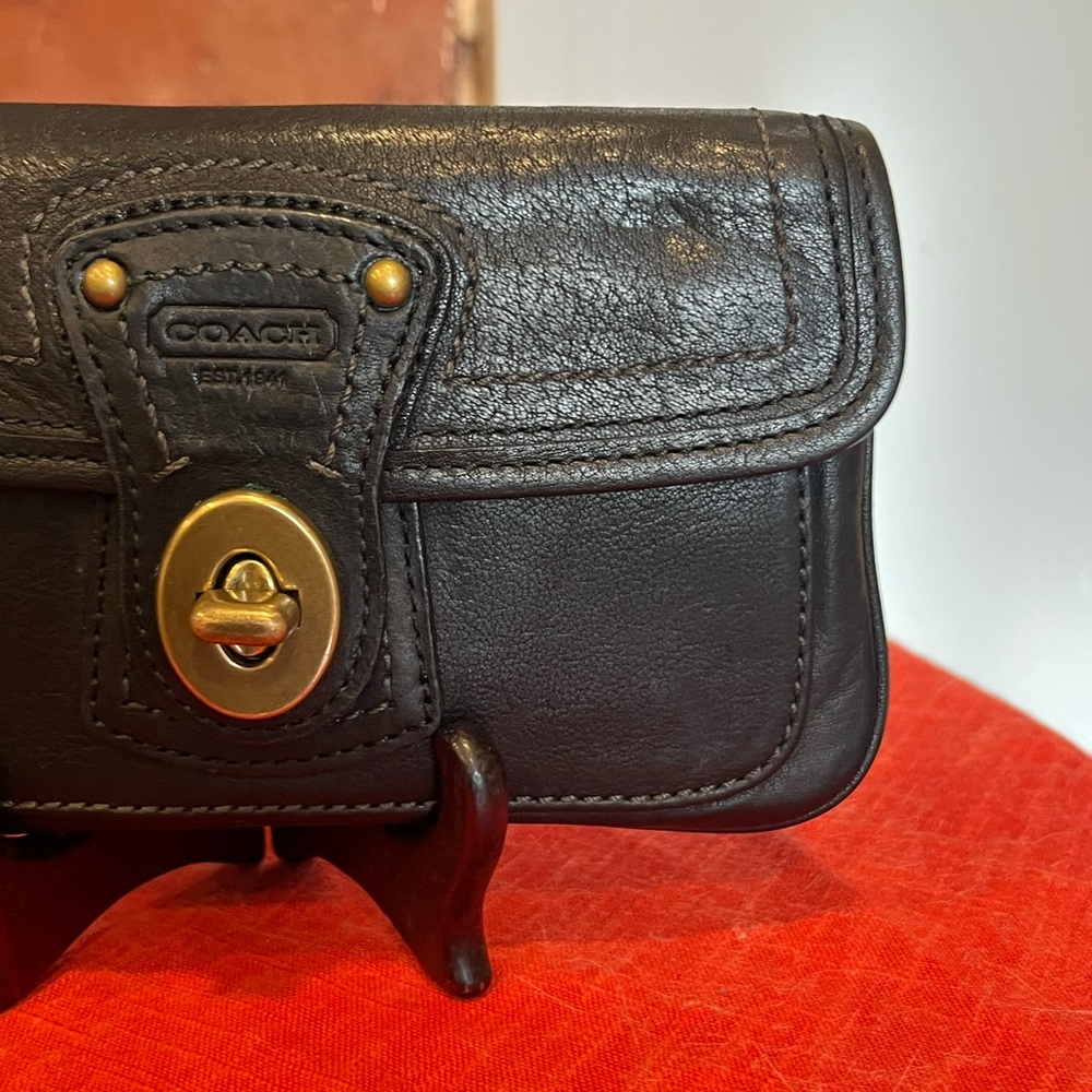 Coach Gigi 65th Ann. Black Leather Turn Lock Wristlet - Coin Wallet Clutch Pouch - Picture 9 of 16